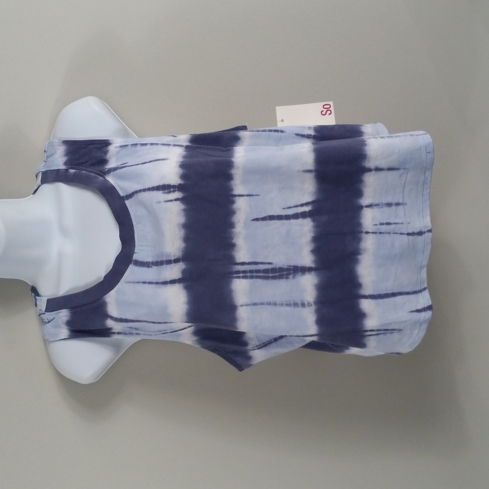 Tie dye blue back out mid tank top